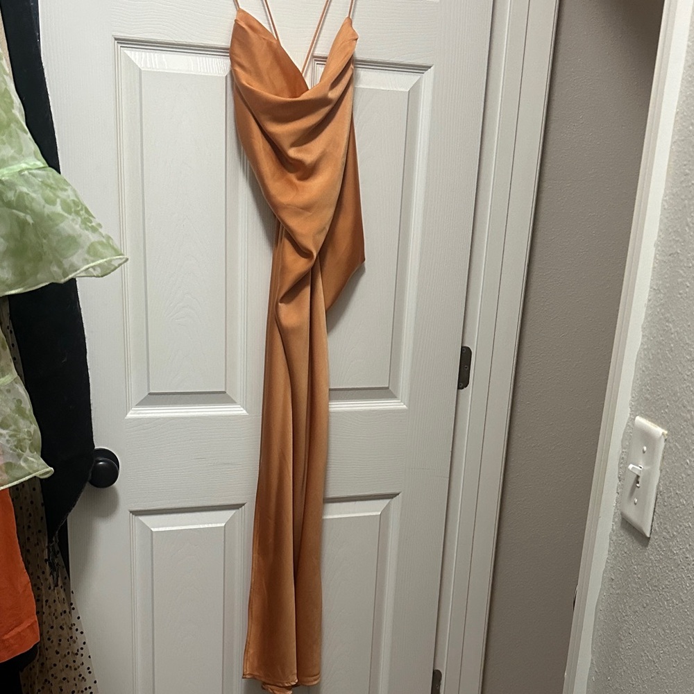 Elegant Orange Draped Dress